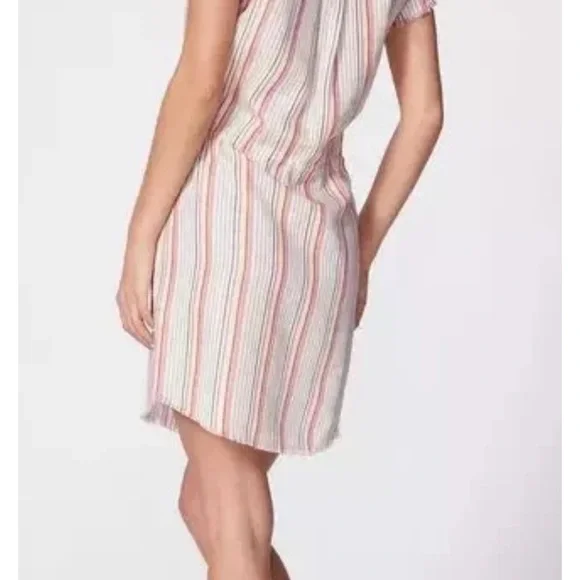 PAIGE Striped Mini Dress - White, Pink, Orange, Size L, NWT - Picture 5 of 11